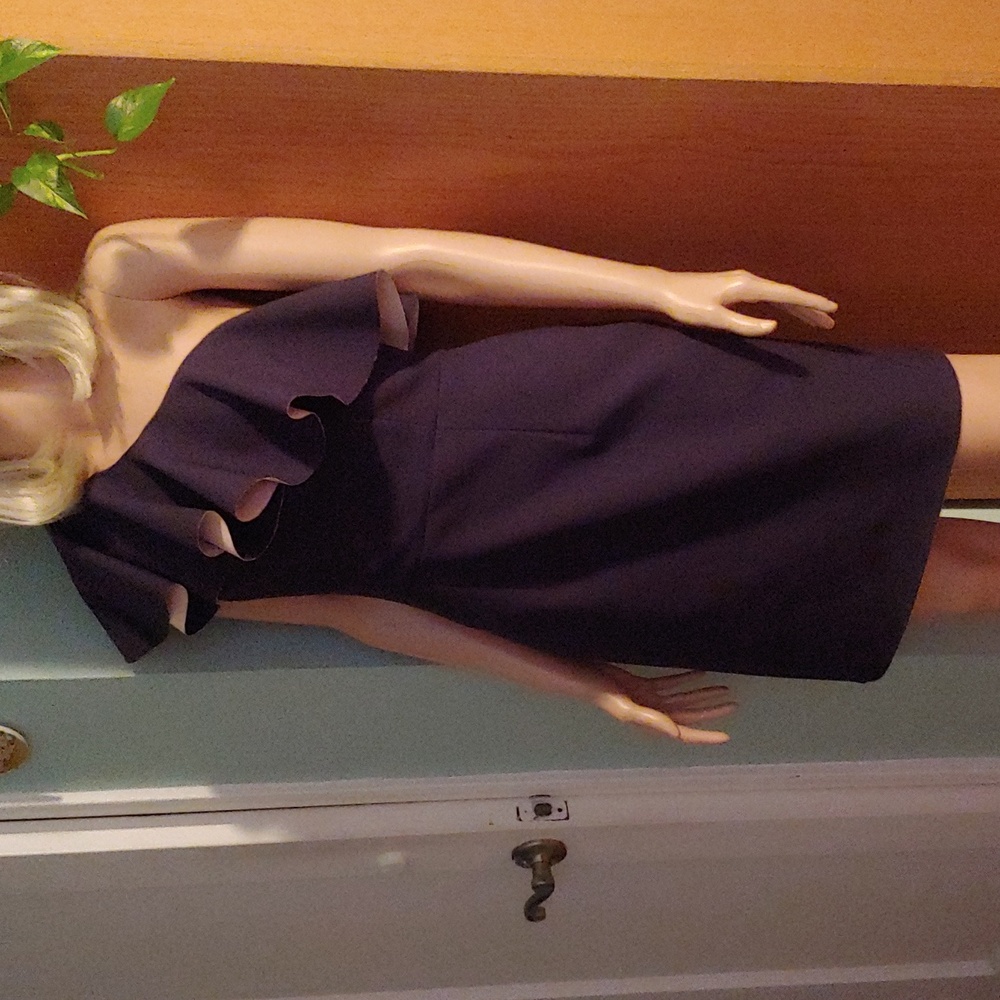 One shoulder navy blue dress